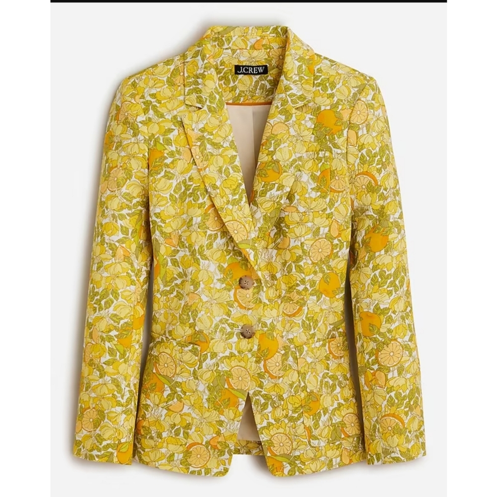 8. J.Crew Helena linen blazer in limone print - Picture 5 of 11